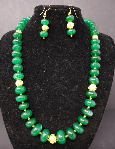 Emerald bead necklace and - emerald,