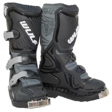 Wulfsport Cub LA Kids Motocross Boots Off Road Motorbike Youth Enduro Black
