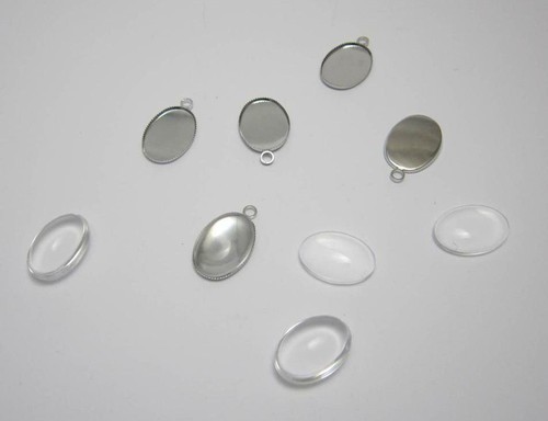 Silver plated oval pendant - plated,
