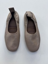 Aquatalia Shoes 7.5 Beige Tan Leather Flats Slip On Blunted Round Toe