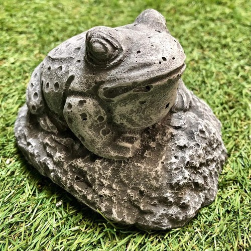 Small concrete frog sat down - small,
