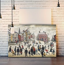 People Standing About CANVAS WALL ART PRINT ARTWORK PAINTING LS Lowry style