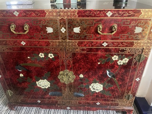 Chinese laquered cabinet - chinese, two