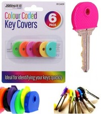 6 x RUBBER KEY CAPS Coloured Plastic Covers Top Cap Cover Tag Door Identifier UK