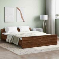 Bed Frame with Headboard and Footboard Brown Oak 150x200 cm King Size vidaXL