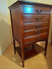  Antique Mahogany Music Sheet Cabinet Chest of 5 Drop Front Drawers