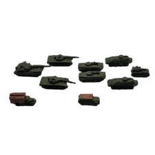 10 Vintage Micro Diecast Metal Tanks & Trucks Approx 2cm Long - Need Repainting