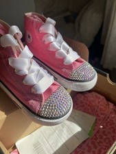 Girls Pink High Top Crystal