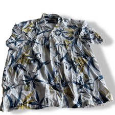 Vintage 90s Statements Beige & Gray, floral Pattern Hawaiian Tropical Shirt in L