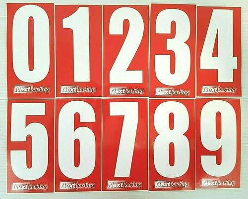 White numbers on red - white,