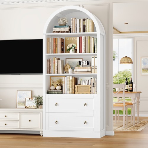 Arched bookcase with drawers - arched,