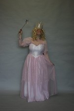 Ladies Pink Glinda Outfits Wizard Of Oz Fancy Dress 12/14 Fairy Pantomime 
