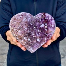 2.6LB Natural Brazilian amethyst hand cut heart-shaped decoratio