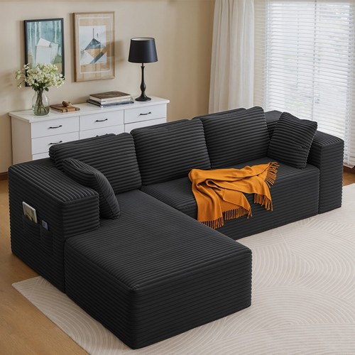 Velvet corner sofa seater - velvet, l