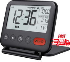 Mini Digital Travel Alarm Clock /w Light Date Calendar Temperature Snooze LCD