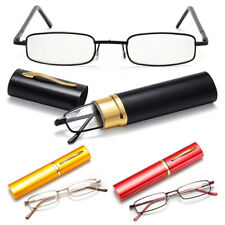 Portable Reader Slim Pen Reading Glasses with Pen Clip Tube Case Reading Glasses
