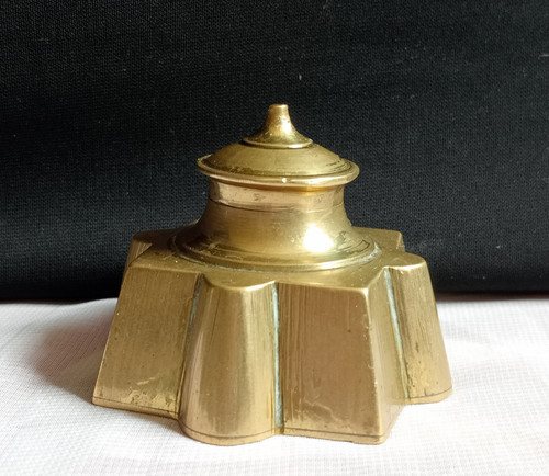 Vintage brass inkwell ink pot - ink,