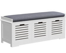 White Wooden Storage Bench 3