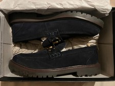 H by Hudson Alevero Suede Loafers, Slip-On Shoes - Size 9, Navy Blue, BNIB