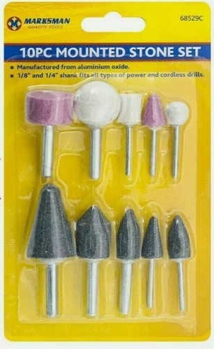 10pc mounted stone drill bit - mounted,