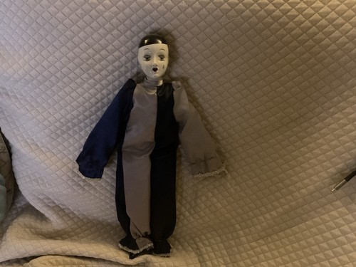 Porcelain pierrot clown doll - clown,
