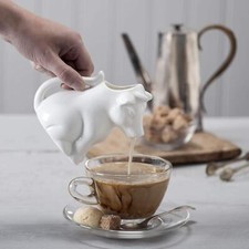 Cow Shape Milk Jug / Creamer White Porcelain Coffee Tea Creamer Jug 175ml