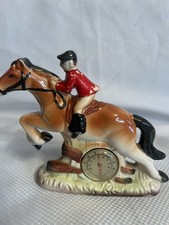 Thermometer Rider on Horse Ceramic Figurine