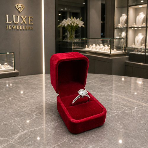 Red velvet ring box - velvet, single