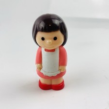 Vintage Bluebird Big Yellow Teapot Mother Figure Dark Brown Hair