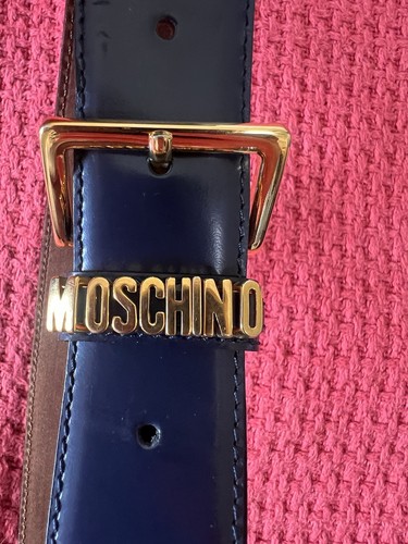 Moschino blue leather belt - blue,