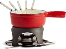 VonShef Red Cast Iron Fondue