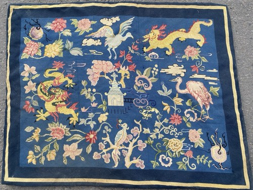 Antique needlepoint rug - needlepoint,
