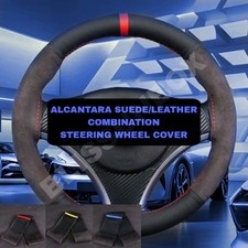 For RENAULT CLIO MEGANE SUEDE ALCANTARA LEATHER STEERING WHEEL COVER GRIP SPORT