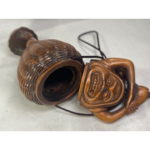 Japanese wooden inro - oni, old