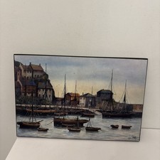 Kevin Platt painting Picture Print On Wooden Board harbour boats boat fishing 