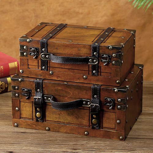 Wooden chest portable vintage - *wooden,