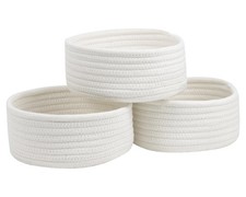 Small Basket, Set of 3 Small Woven Baskets, Cotton Rope Baskets for Organizin...