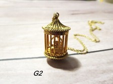 Vintage Birdcage Necklace Bird in cage pendant Solid Perfume Locket necklace