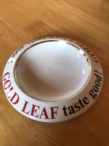 Vintage gold leaf ashtray pub - gold,