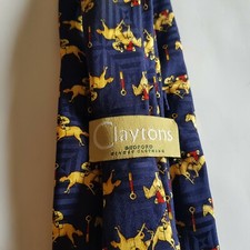 Claytons Bedford mens necktie horse racing silk sport Finest Clothing dark blue