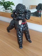 Large Vintage 50's Mid Century Standing Standard Black Ceramic Poodle Breyer? 