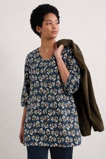 Seasalt Women's Regular Loganberry Organic Cotton Tunic Printed Seaweed Maritime