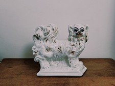 Antique Bo'ness Pottery Pekingese Mantle Dog, Scottish Pottery