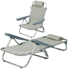 Grey Folding Beach Deck Chair