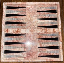 Vintage Italian Pink Marble Backgammon Chess Board - VGC 8.25in Square