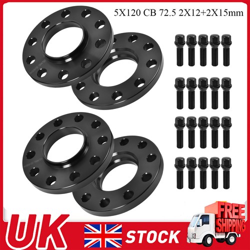 Black wheel spacers 12mm 15mm - black,