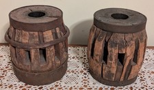 Vtg. Pair (2) 1800's Wooden