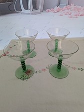 Set of 4 Vintage Green Twisted