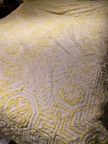 Yellow white chenille - white,