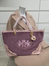 Juicy Couture Nuova Twig Dog Bordeau Pink Velour Tote shopper Bag Y2K 